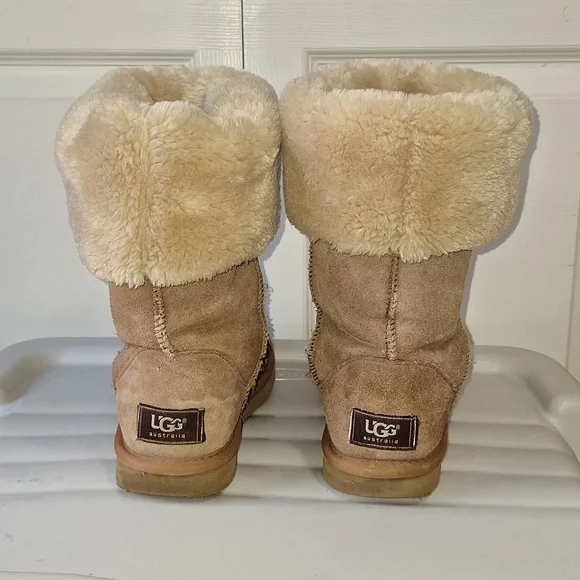 UGG Australia classic tall suede sheepskin leather faux fur boots - 9 -  tan - Picture 4 of 12